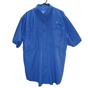 Reel Legends Mens Fishing Shirt Size Large Mesh Lined Short Sleeve Blue Polyeste